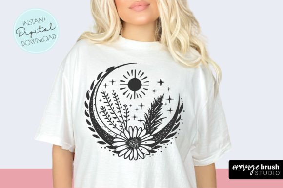Celestial Moon SVG PNG - Floral Moon Review