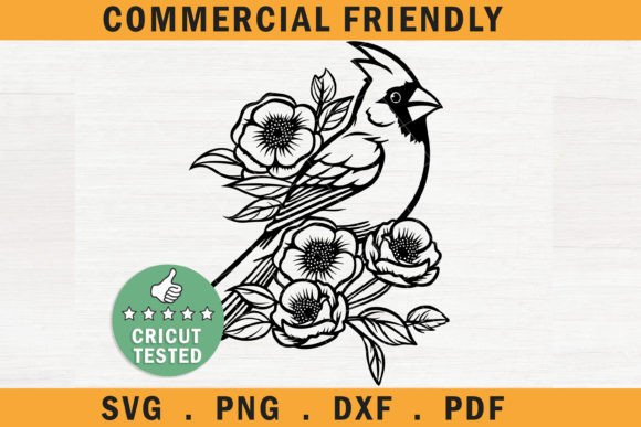 Christmas Floral Red Cardinal Bird SVG 5