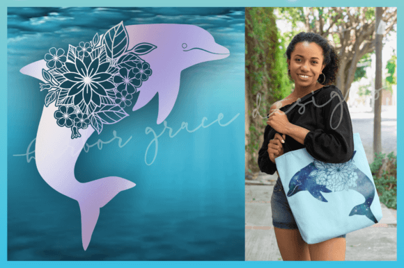 Dolphin SVG Dolphin Floral Mandala