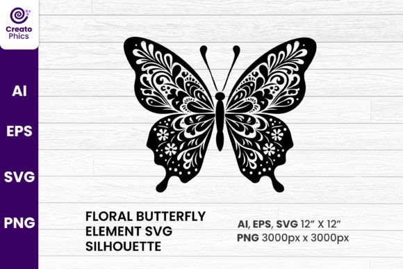 Floral Butterfly Element SVG Silhouette Review