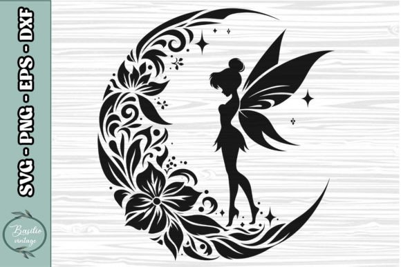 Floral Crescent Moon SVG Clipart 04 Review