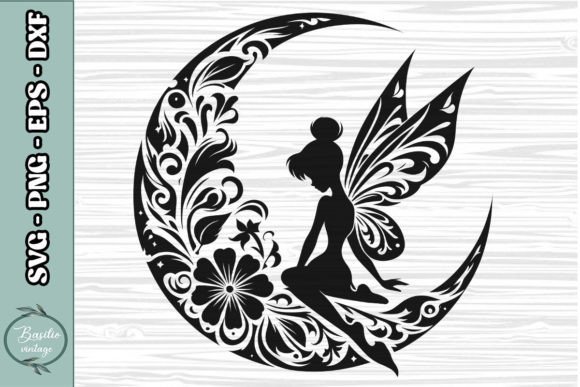 Floral Crescent Moon SVG Clipart 05 Embroidery Review