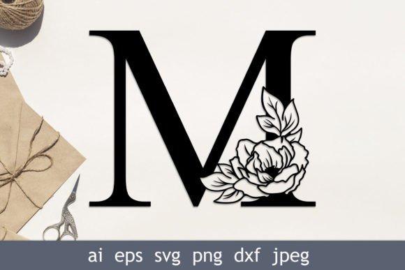Floral Letter M Svg Engraved, Flower Mon Review