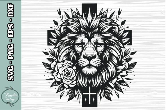 Floral Lion Cross SVG Clipart 17 Design Review