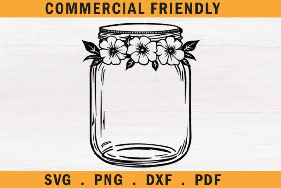 Floral Mason Jar Svg,flower Mason Jar 13