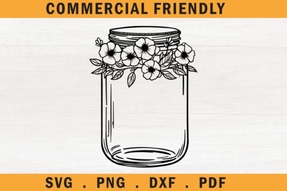 Floral Mason Jars Svg,flower Mason Jar 5