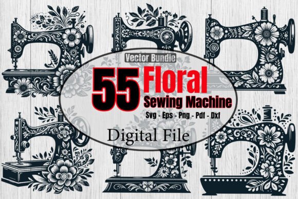 Floral Sewing Machine Svg Bundle,Sewing