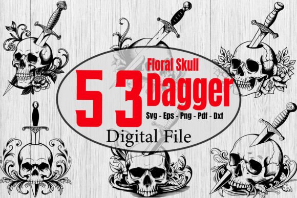 Floral Skull Dagger SVG Bundle,Halloween Review