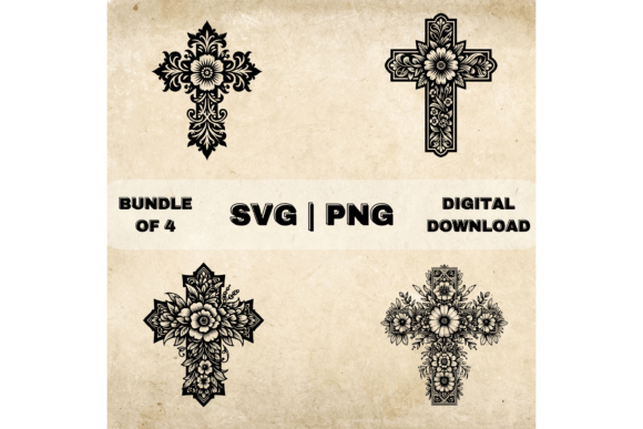 Flower Cross SVG Bundle, Floral Cross Review