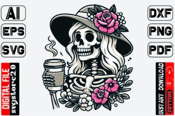 Skeleton Girl PNG Floral Woman Skull SVG Review